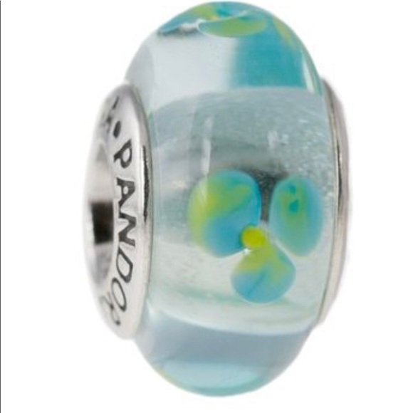 Pandora Jewelry - Pandora Murano Glass Bead with Blue/Green Flowers